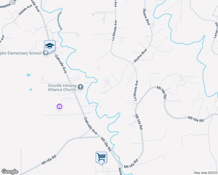 map of restaurants, bars, coffee shops, grocery stores, and more near 60 Wahoo Avenue in Oroville