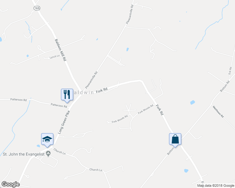 map of restaurants, bars, coffee shops, grocery stores, and more near 13530 Fork Road in Baldwin
