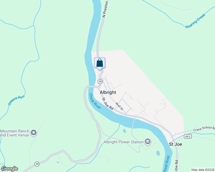 map of restaurants, bars, coffee shops, grocery stores, and more near 77 Main Street in Albright