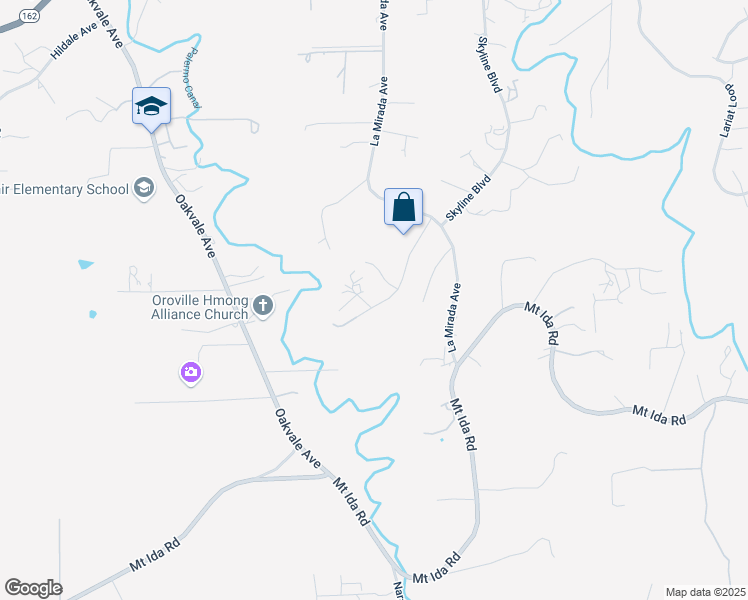 map of restaurants, bars, coffee shops, grocery stores, and more near 60 Wahoo Avenue in Oroville