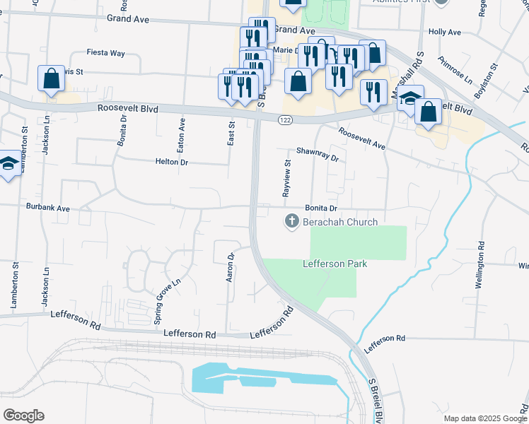 map of restaurants, bars, coffee shops, grocery stores, and more near 4408 Bonita Drive in Middletown
