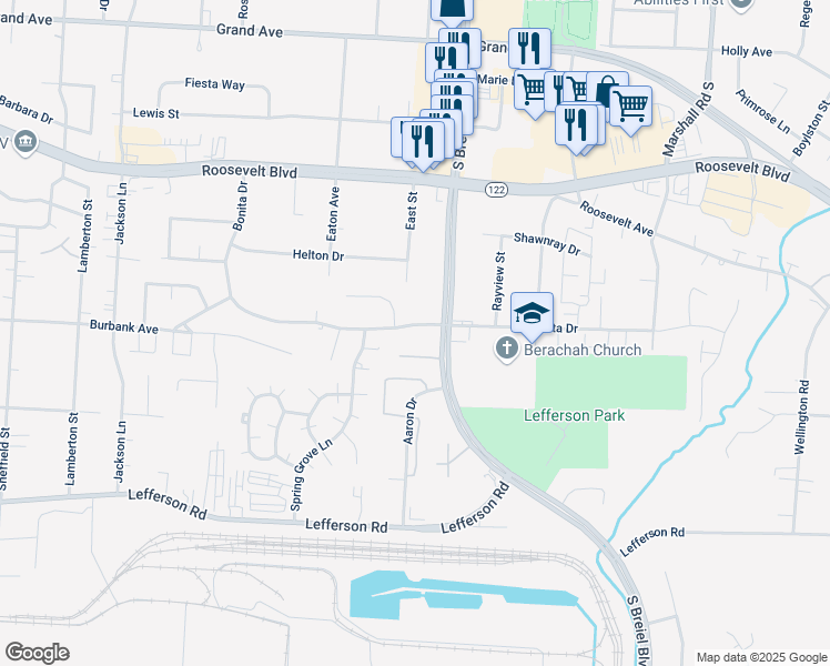map of restaurants, bars, coffee shops, grocery stores, and more near in Middletown