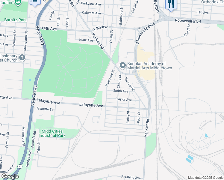 map of restaurants, bars, coffee shops, grocery stores, and more near 1513 Smith Avenue in Middletown