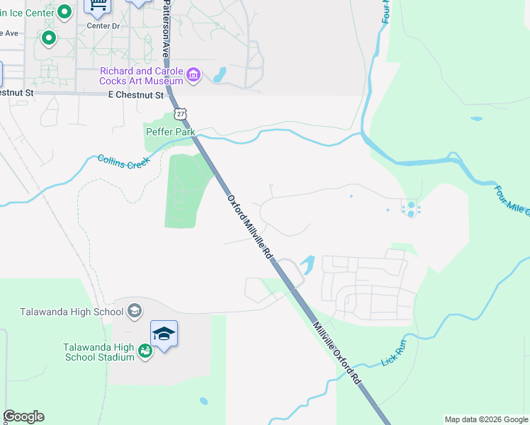 map of restaurants, bars, coffee shops, grocery stores, and more near 7 McKee Avenue in Oxford