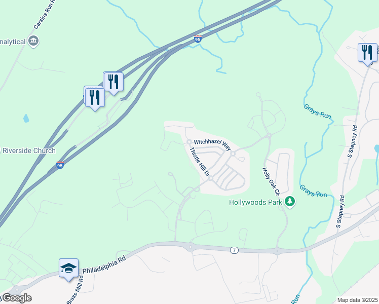 map of restaurants, bars, coffee shops, grocery stores, and more near 4711 Thistle Hill Drive in Aberdeen
