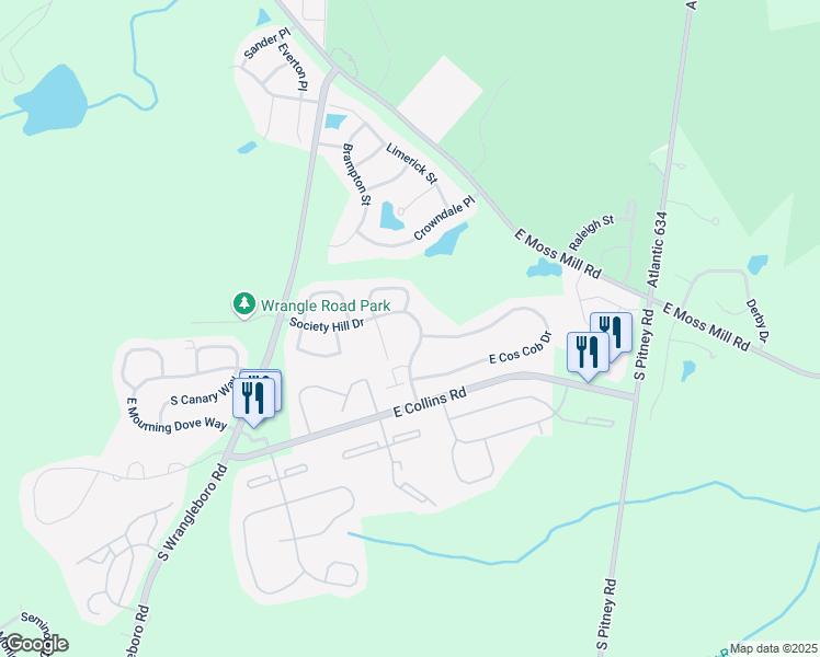 map of restaurants, bars, coffee shops, grocery stores, and more near 74 Apache Court in Galloway