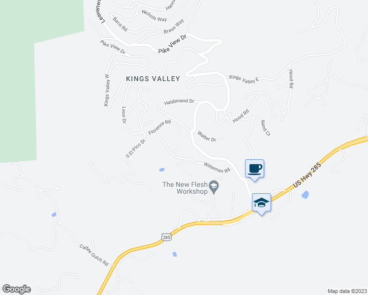 map of restaurants, bars, coffee shops, grocery stores, and more near 12126 South Hosman Circle in Conifer