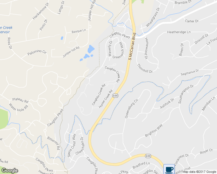 map of restaurants, bars, coffee shops, grocery stores, and more near 1660 Caughlin Creek Road in Reno