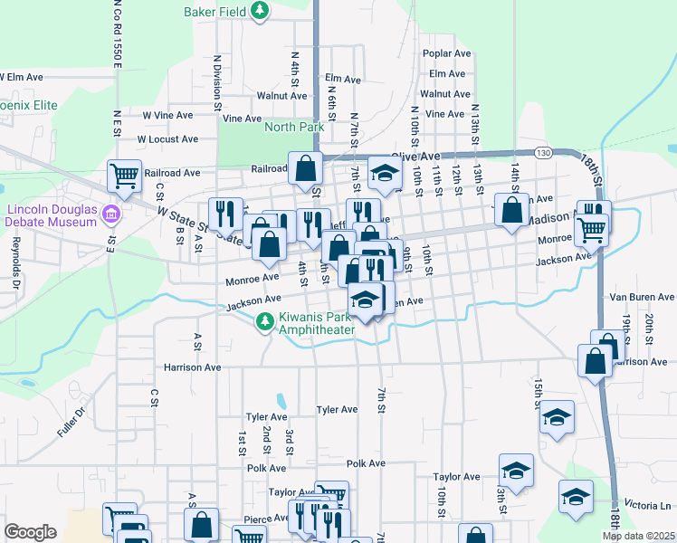 map of restaurants, bars, coffee shops, grocery stores, and more near 504 6th Street in Charleston