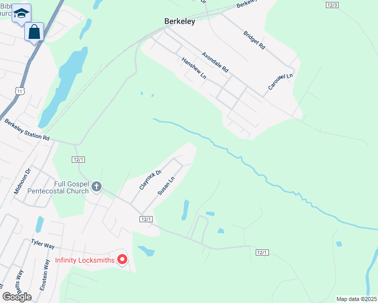 map of restaurants, bars, coffee shops, grocery stores, and more near 303 Susan Lane in Martinsburg