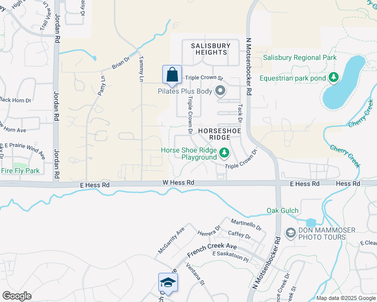 map of restaurants, bars, coffee shops, grocery stores, and more near 17875 Mimosa St in Parker