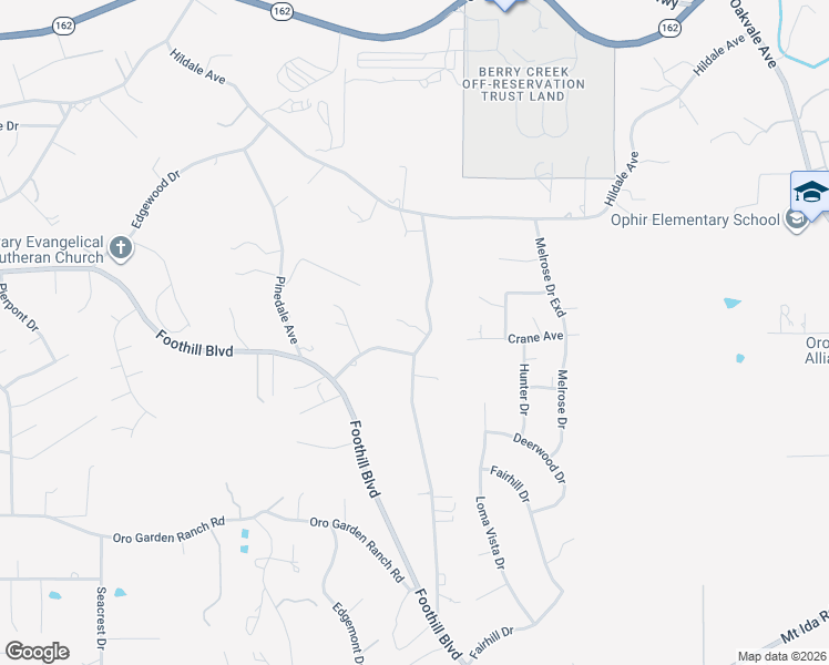 map of restaurants, bars, coffee shops, grocery stores, and more near 180 Mountain View Drive in Oroville