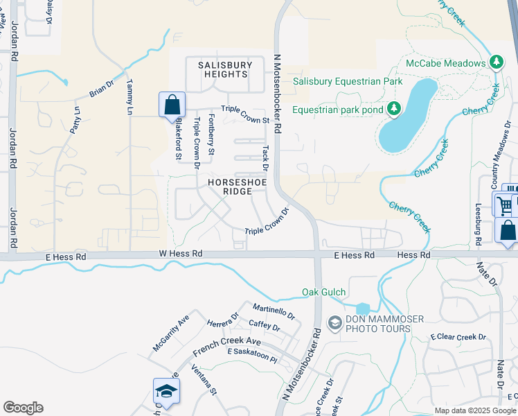 map of restaurants, bars, coffee shops, grocery stores, and more near 12201 Tack Drive in Parker