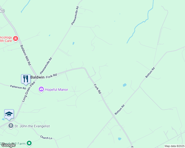 map of restaurants, bars, coffee shops, grocery stores, and more near 13421 Fork Road in Baldwin