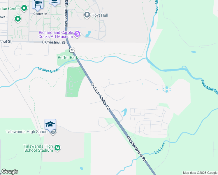 map of restaurants, bars, coffee shops, grocery stores, and more near 7 McKee Avenue in Oxford