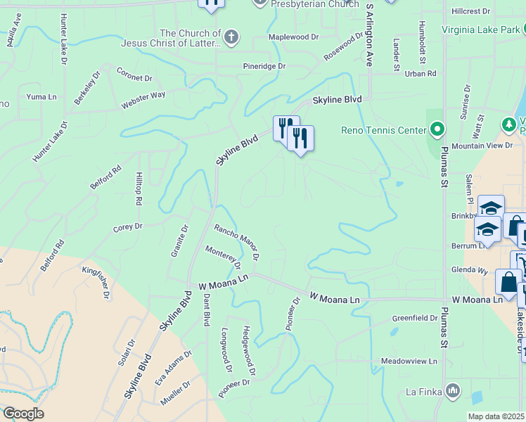 map of restaurants, bars, coffee shops, grocery stores, and more near in Reno