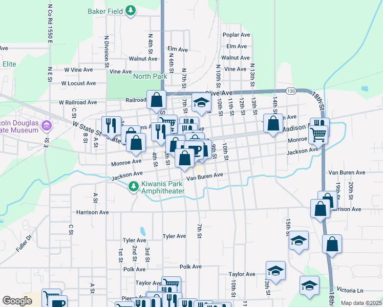 map of restaurants, bars, coffee shops, grocery stores, and more near 705 Monroe Avenue in Charleston