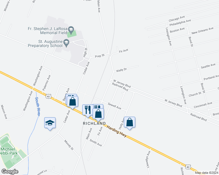 map of restaurants, bars, coffee shops, grocery stores, and more near 940 Main Avenue in Buena Vista Township