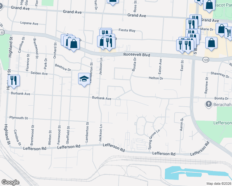 map of restaurants, bars, coffee shops, grocery stores, and more near 1931 Circle Kelly Jo Street in Middletown
