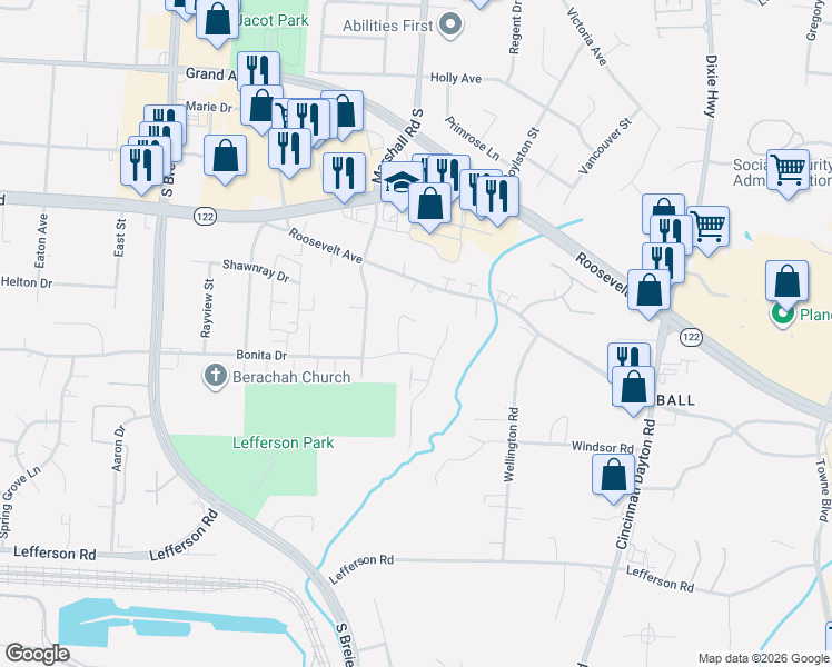 map of restaurants, bars, coffee shops, grocery stores, and more near 4712 Bonita Drive in Middletown