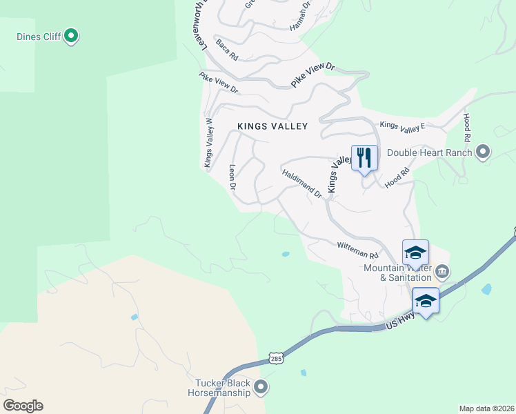 map of restaurants, bars, coffee shops, grocery stores, and more near 12085 Bear Park Road in Conifer
