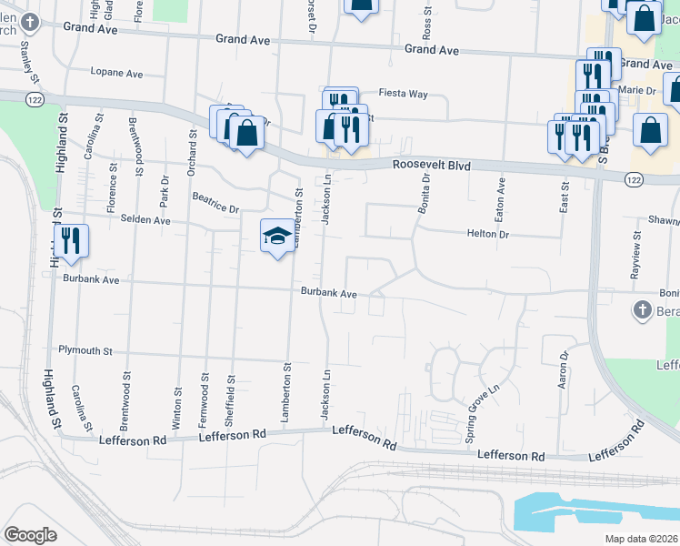 map of restaurants, bars, coffee shops, grocery stores, and more near 3605 Ellis Way in Middletown