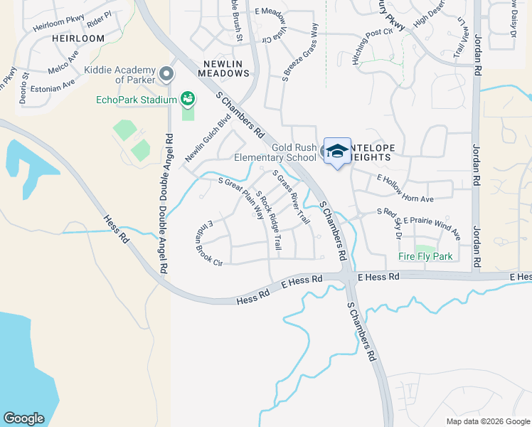 map of restaurants, bars, coffee shops, grocery stores, and more near 12170 South Great Plain Way in Parker