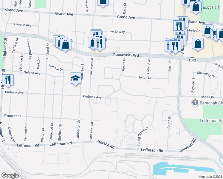 map of restaurants, bars, coffee shops, grocery stores, and more near 3709 Ellis Way in Middletown