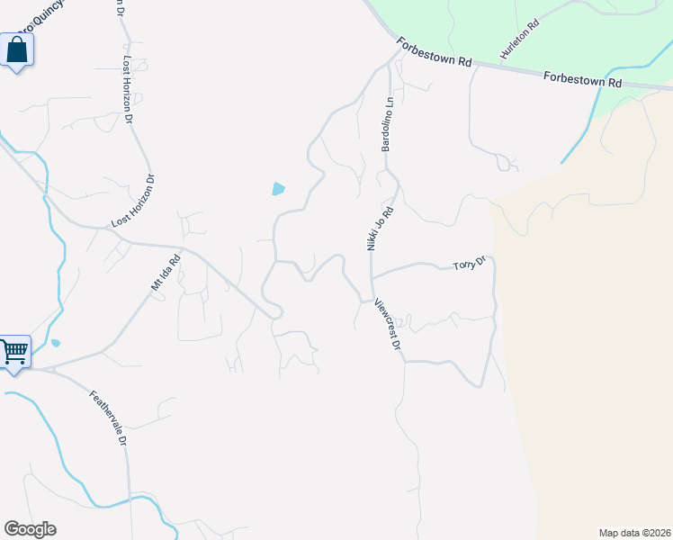 map of restaurants, bars, coffee shops, grocery stores, and more near 106 Peak View Drive in Oroville