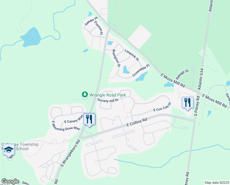map of restaurants, bars, coffee shops, grocery stores, and more near 21 Mohave Drive in Galloway