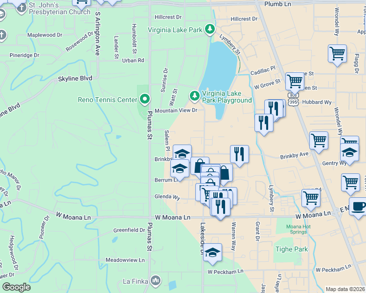 map of restaurants, bars, coffee shops, grocery stores, and more near 1000 Beck Street in Reno