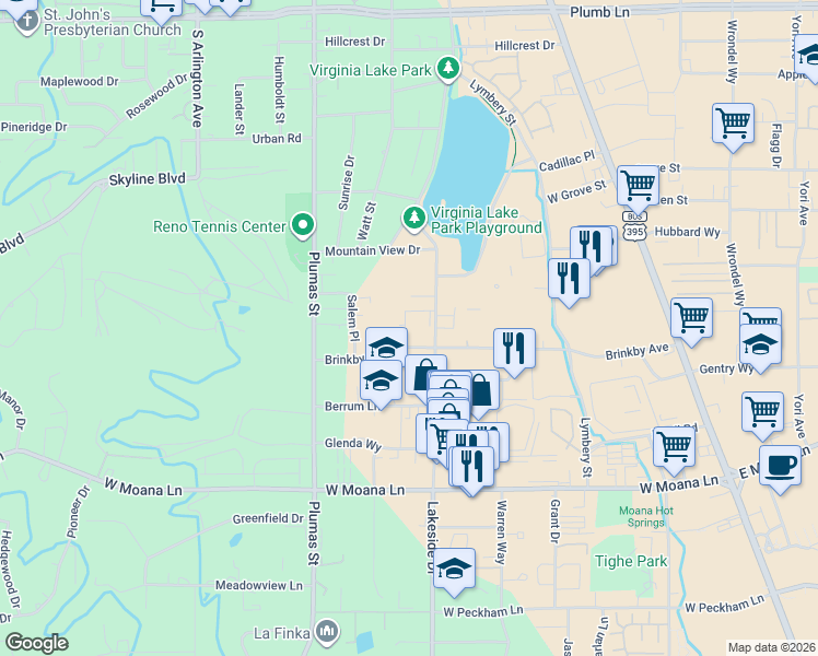 map of restaurants, bars, coffee shops, grocery stores, and more near 1000 Beck Street in Reno