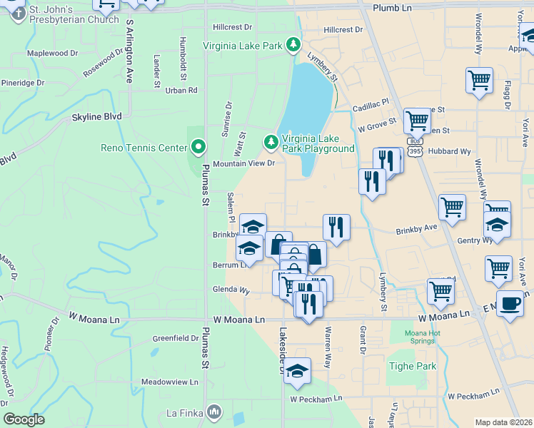 map of restaurants, bars, coffee shops, grocery stores, and more near 1000 Beck Street in Reno