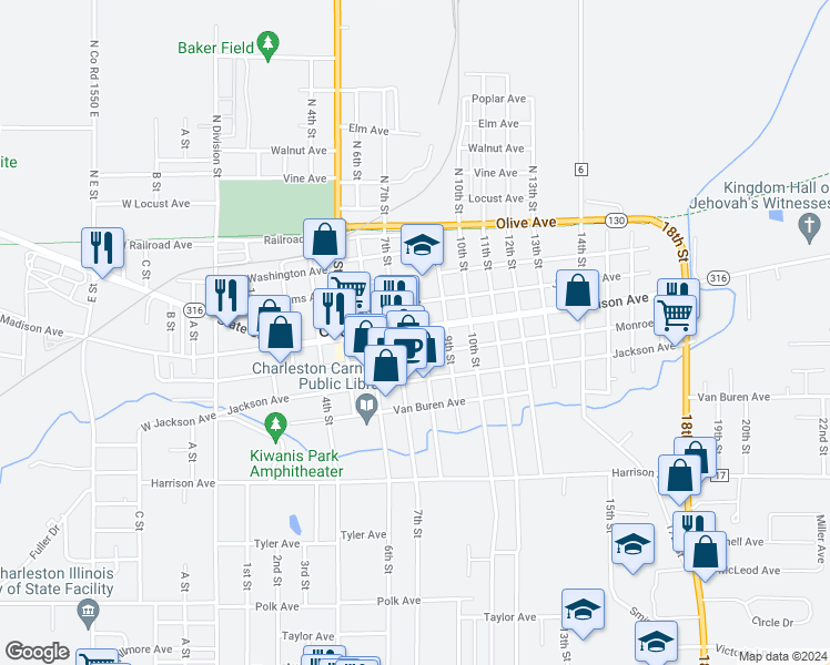 map of restaurants, bars, coffee shops, grocery stores, and more near 311 7th Street in Charleston