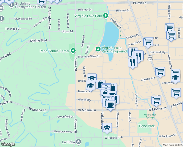 map of restaurants, bars, coffee shops, grocery stores, and more near 1000 Beck Street in Reno