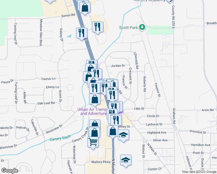 map of restaurants, bars, coffee shops, grocery stores, and more near in 