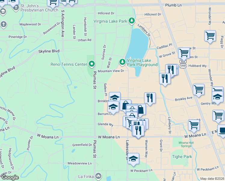map of restaurants, bars, coffee shops, grocery stores, and more near 1000 Beck Street in Reno