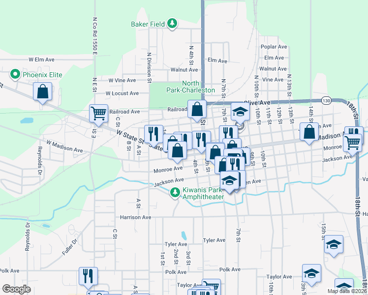 map of restaurants, bars, coffee shops, grocery stores, and more near 219 3rd Street in Charleston