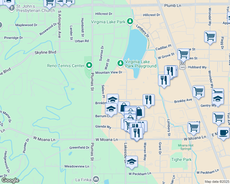 map of restaurants, bars, coffee shops, grocery stores, and more near 1000 Beck Street in Reno