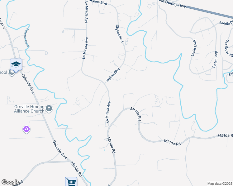 map of restaurants, bars, coffee shops, grocery stores, and more near 331 La Mirada Avenue in Oroville