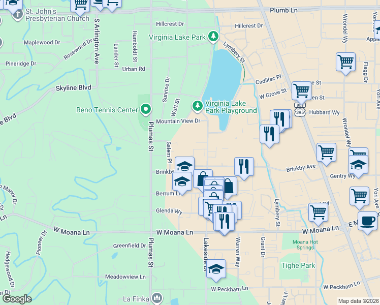 map of restaurants, bars, coffee shops, grocery stores, and more near 1000 Beck Street in Reno