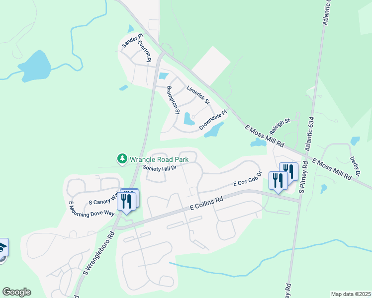 map of restaurants, bars, coffee shops, grocery stores, and more near 21 Mohave Drive in Galloway