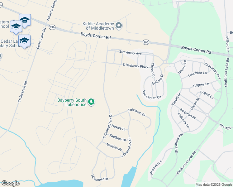 map of restaurants, bars, coffee shops, grocery stores, and more near 2846 Barnsdale Drive in Middletown