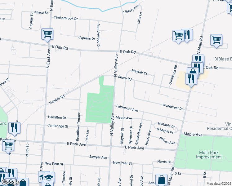 map of restaurants, bars, coffee shops, grocery stores, and more near 567 North Valley Avenue in Vineland