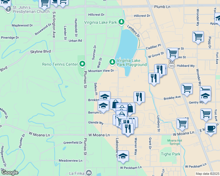 map of restaurants, bars, coffee shops, grocery stores, and more near 1000 Beck Street in Reno