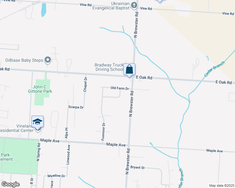 map of restaurants, bars, coffee shops, grocery stores, and more near 2558 Simonelli Drive in Vineland