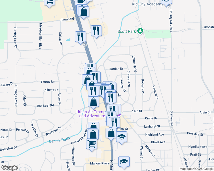 map of restaurants, bars, coffee shops, grocery stores, and more near in 