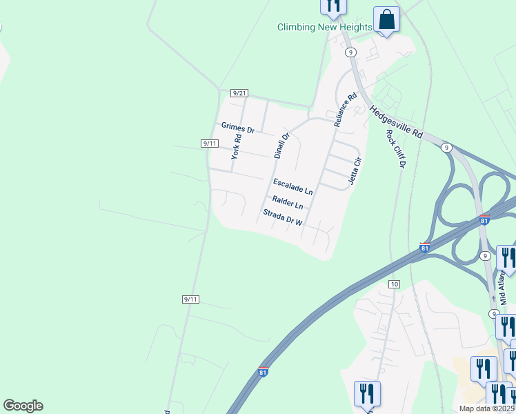 map of restaurants, bars, coffee shops, grocery stores, and more near 432 Dinali Drive in Martinsburg