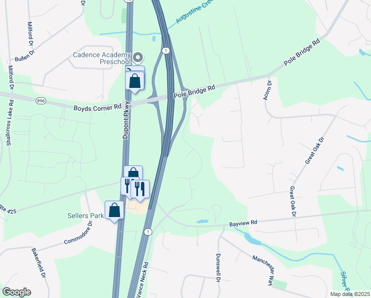map of restaurants, bars, coffee shops, grocery stores, and more near 302 Pheasant Vale in Middletown