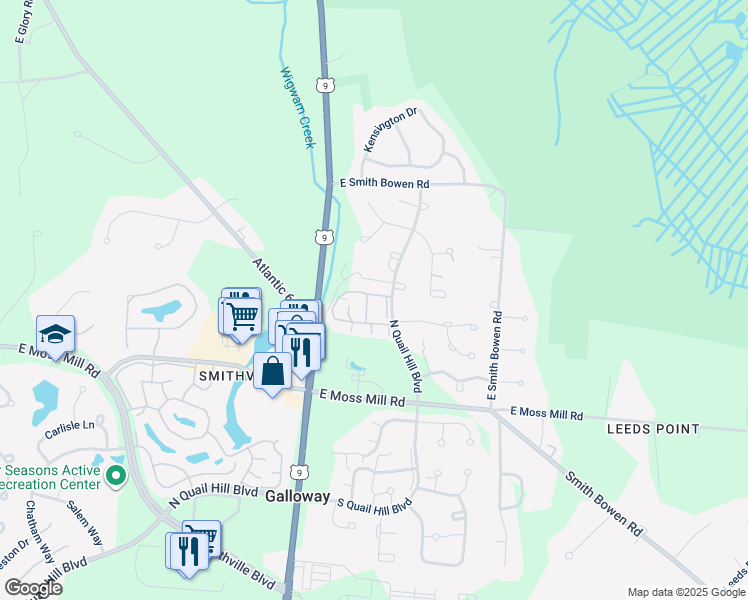 map of restaurants, bars, coffee shops, grocery stores, and more near in Absecon
